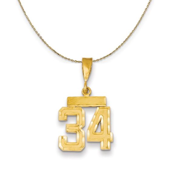 14k Yellow Gold Varsity Sm D/C Necklace Number 34 - 18 Inch